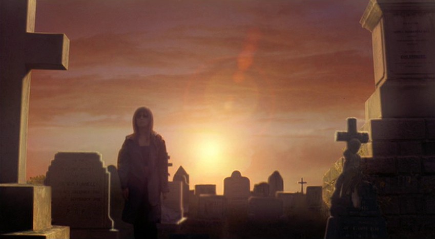 Sue silhouetted against the sun