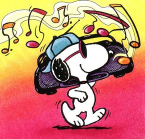 Snoopy listening to music